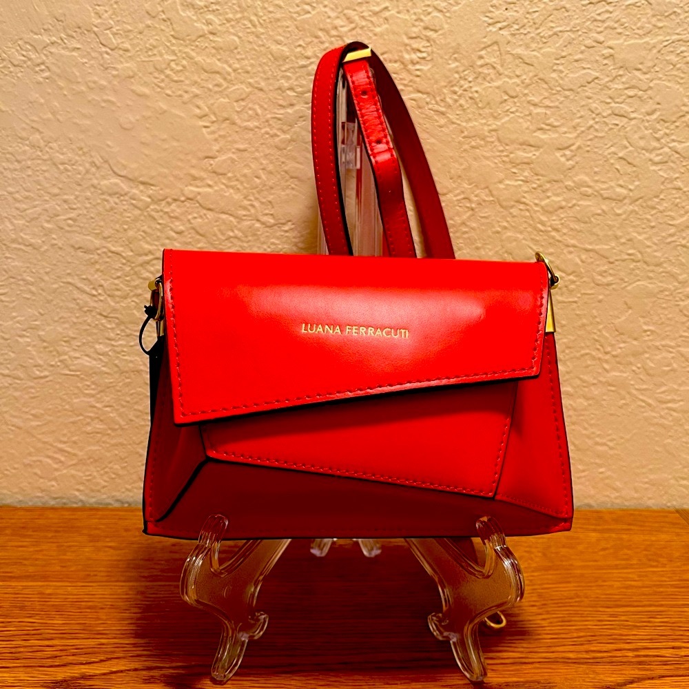 LUANA FERRACUTI Red crossbody bag made in Italy gold hardware
